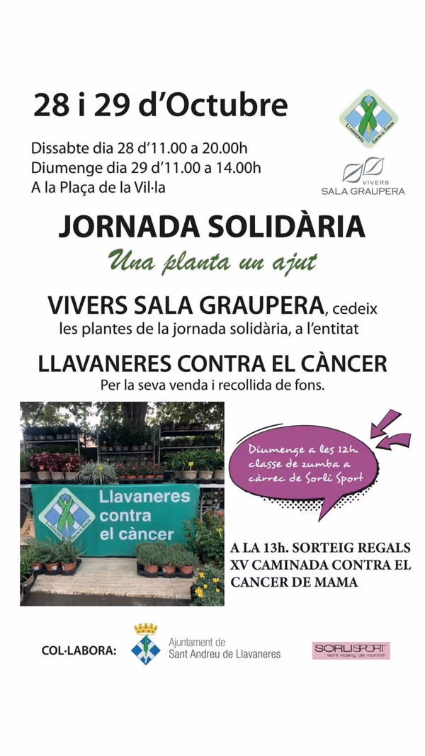 Cartell de la Jornada Solidària Una planta un ajut